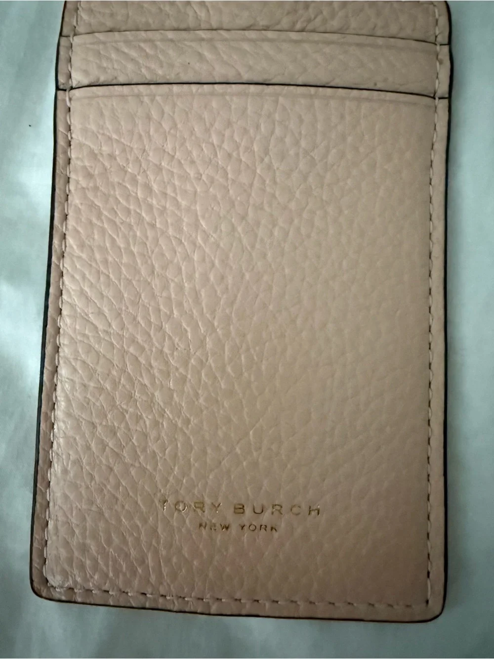 Leather Card Holder with Gold Chain - Blush New